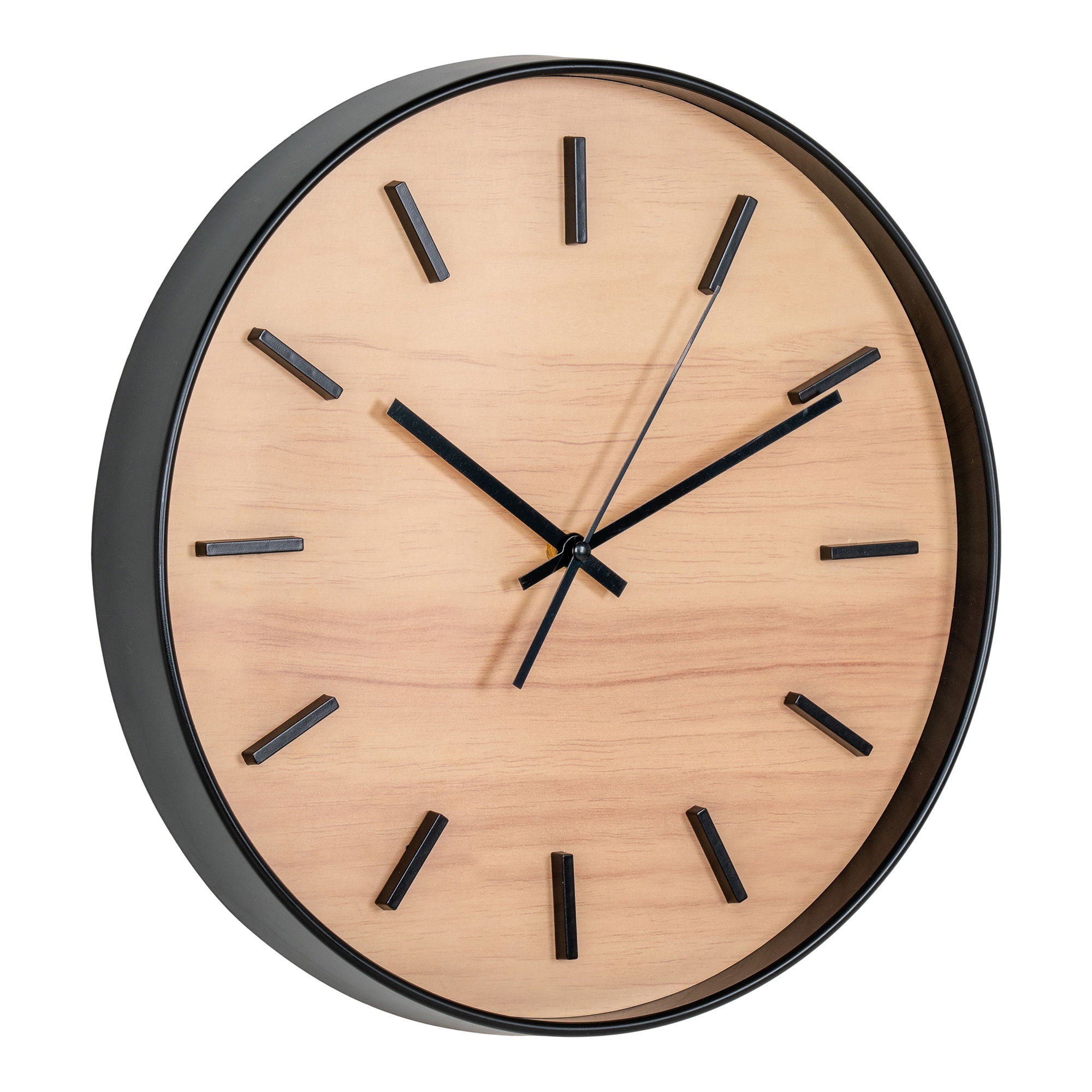 Farbe Camden – Wanduhr, natur/schwarz, Ø35 cm, lautlos, Glas/Kunststoff